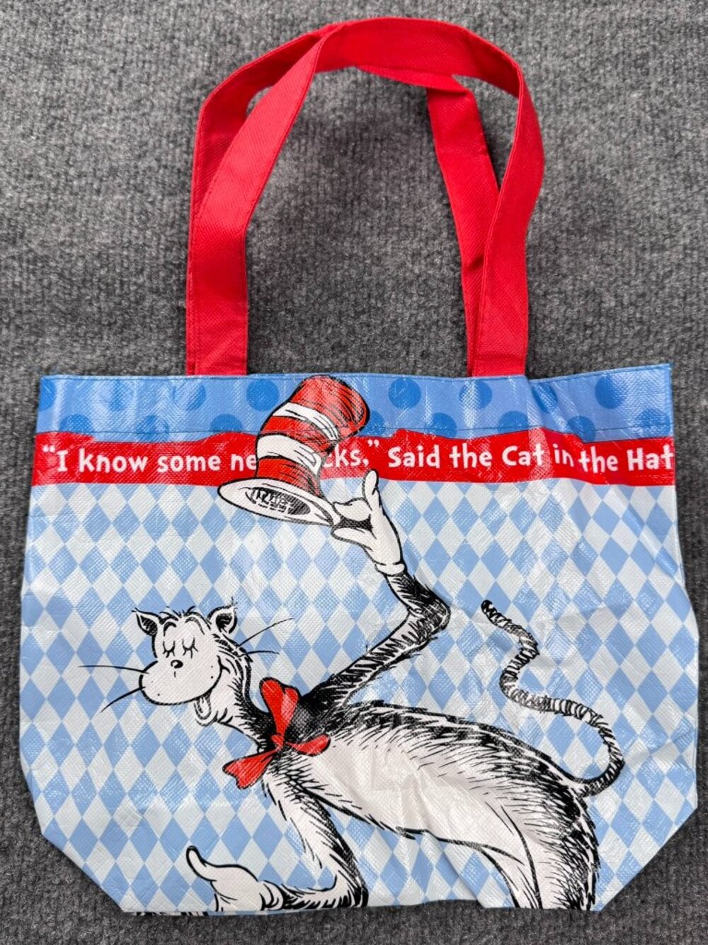 Dr. Seuss The Cat in the Hat Small Recycled Tote Bag Vandor Shopper Book Bag